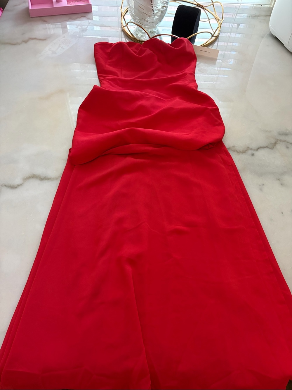 Commense Strapless Red Formal Dress